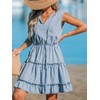 CUPSHE Women's Split V Neck Ruffled Sleeveless Denim Skirt Summer
