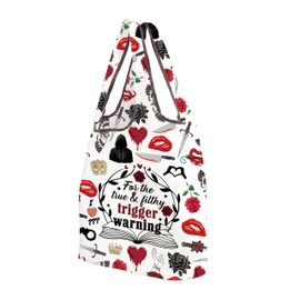 CMNIM Dark Romance Reader Gift Dark Romance Book Trope Large Foldable Shopping Bag To Fits in Pocket Bookworm Bookish Merch (For the true F TE)