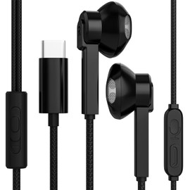 Maeline USB C Headphone, USB Type C Earphones Wired Earbuds Noise Canceling in-Ear Headset with Microphone for Computers, Laptops, Tablets, Smartphones - Black
