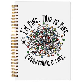 Ecezatik I'm Fine This is Fine Everything's Fine Christmas Notebook, Funny Christmas Journal, Christmas Office Gifts for Coworkers, Christmas Composition Notebook, Spiral Notebook 5.5x8.3 Inch