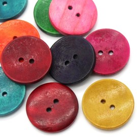 50PCs Wood Sewing Buttons Scrapbooking 2 Holes Round Mixed 3cm(1 1/8) Dia.