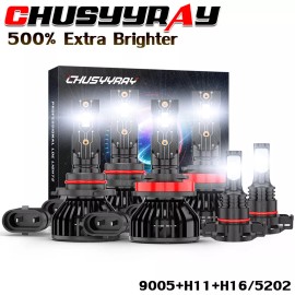 CHUSYYRAY For Jeep Grand Cherokee 2011-2012-2013 Combo LED Headlight Fog Light Bulbs Kit