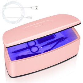Nail Tools Sterilizer, Double Tube Blue Light Sterilization Function, USB Plug-In, 1l Large Capacity For Nail And Beauty Salon Tools, Jewellery, Glasses, Mobile Phone Sterilization (Pink)