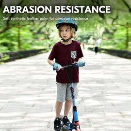 Vgo 1 par de Guantes de Exterior de Cuero Sintético Suavede 6 a 7 años, guantes de trabajo livianos, Guantes de Jardín, Alta Destreza, Excelente Transpirabilidad, Cómodos (talla L, avión azul, KID-MF7362)