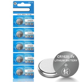 volkate CR1620 3V Lithium Battery, 5 Count Pack CR 1620 3 Volt Button Coin Cell Battery for Car Key Fobs, Keyless Remotes, Watches, Garage Door Openers, Remote Controls