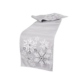 Manor Luxe Glistening Snow Christmas Table Runner, 13" x 36"