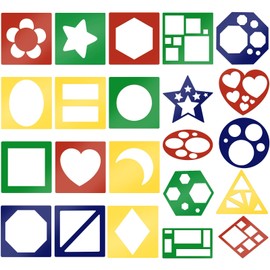 MWOOT Geometric Shapes Stencils Template Set for Kids Children Painting Craft,Simple Shapes Colorful Drawing Stencils for Drawing Learning (Pack of 22)