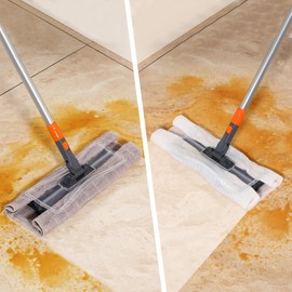 CLEANHOME Floor Wiper Main Body Flooring Wiper Floor Mop 4 Tier Poles 15.7 - 47.2 inches (40 - 120 cm), Length Adjustable, Suitable for Porches, Entryways, Floors, Cleaning Tools, Dry Sheets Pack of