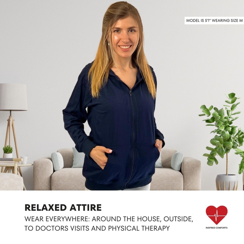 Inspired Comforts Mastectomy - Sudadera con capucha y bolsillos de