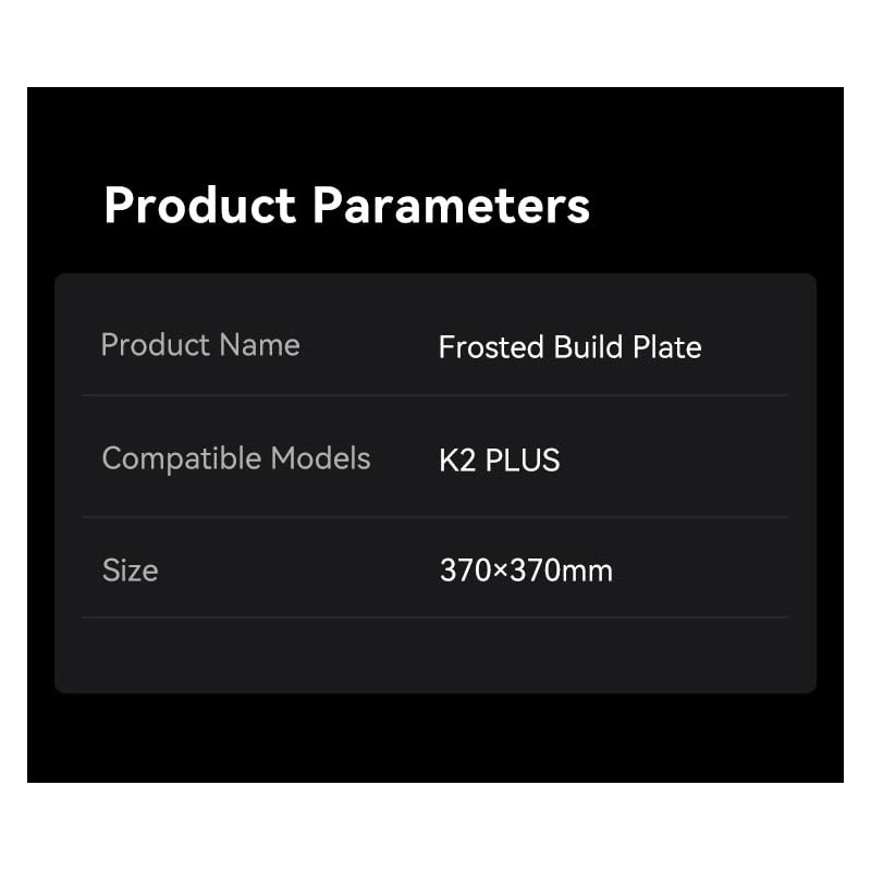 Creality Upgraded K2 Plus PEI Frosted Build Plate Kit (370