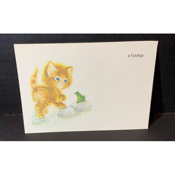 VTG Postcard UNUSED Adorable Blue Eyed Kitty Cat Smiling &
