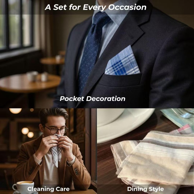12 Pack Men's Handkerchiefs Cotton Handkerchief for Men Classic Assorted