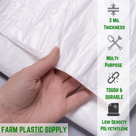 Farm Plastic Supply - Clear Plastic Sheeting - 3 mil - (3' x 100') - Thick Plastic Sheeting, Heavy Duty Polyethylene Drop Cloth Vapor Barrier Covering, Drop Plastic for Painting or Home Improvement