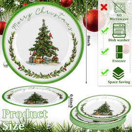 LOYIM 6 Pcs Christmas Melamine Plates 10 Inch Christmas Tree Melamine Dinner Plate Christmas Dishes Assorted Designs Christmas Dinnerware Set for Appetizer Dessert Salad Birthday Christmas Party
