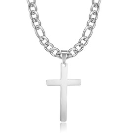 HSWYFCJY Kreuz kette Herren Kreuzkette Silber Gold Schwarz Edelstahl umgekehrtem Anhänger mit Kreuz Halskette für Männer Christliches Kreuz Halskette 20"/24"/28"