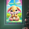 BlissYard Easter Decoration Window Cover Bunny Easter Banner Bunny Background