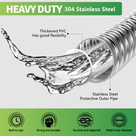 Lightweight Stainless Steel Garden Hose 25Ft – Kinkless Flexible Metal Garden Hose - Thorn Proof Steel Metal Water Hose with Solid Fittings for Garden, Outdoor Use (25ft)