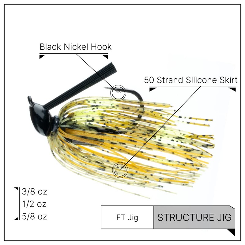 Freedom Tackle FT Structure Jig with Rattles, Weed Guard, and