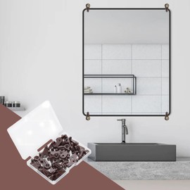 QIYUDA 50 Pack Glass Retainer Clips, Cabinet Glass Mirror Holder Screens Glass Panels Picture Frame Clips -Brown (Includes Gold Screws)
