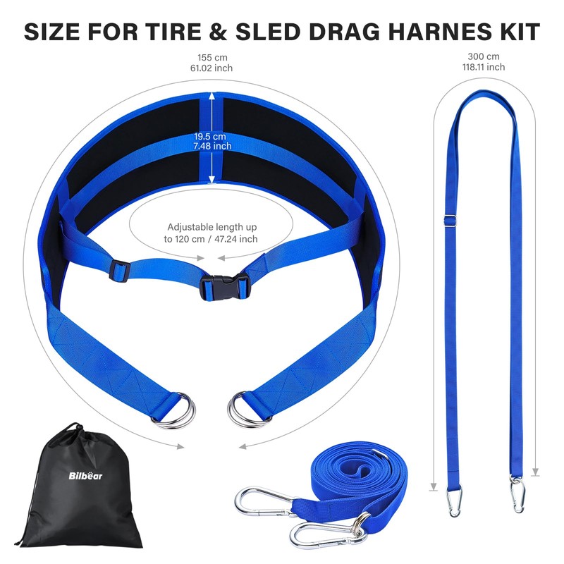 Bilbear Sled Pulling Belt,Adjustable Sled Training Waist Belt,Belt for Pulling,Weight