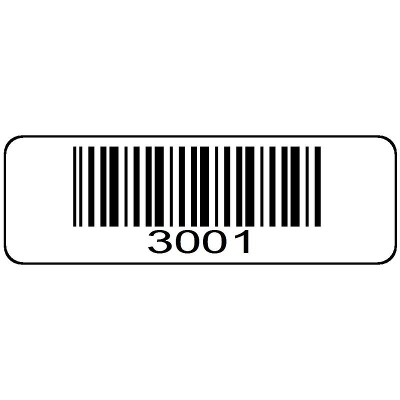 1000 Numbered Labels, Pre Printed Serial Barcodes 1-1/2" x 1/2"