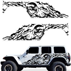 Factory Crafts Nightmare Side Graphics Kit Vinyl Decal Wrap Compatible with Jeep Wrangler JL 4 Door 2018-2021 (Gloss Black)