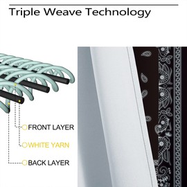 Bandana Blackout Curtains for Home Decor,White Floral Paisley Black Bandana Pattern Abstract Rod Pocket Thermal Insulated Drapes Darkening Window Curtain for Girls Boy Bedroom Living Room 42 x 63 Inch