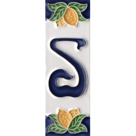 Italian Ceramic Numbers & Letters Lemon Design House Numbers Tile Size 10cm x 3.5cm