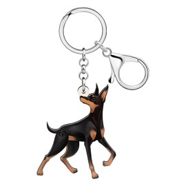SHIGIE Acryl Schwarz Dobermann Hund Schlüsselanhänger Auto Rucksack Schlüsselring Welpe Tiere Schmuck Für Damen Frauen Haustiere Liebhaber Geschenke Reize (Schwarz)