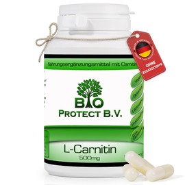 BIO Protect Premium L-Carnitine 500 mg - 120 Capsules - High Dose - No Additives - Laboratory Tested - High Dose - Vegan - Bio Protect