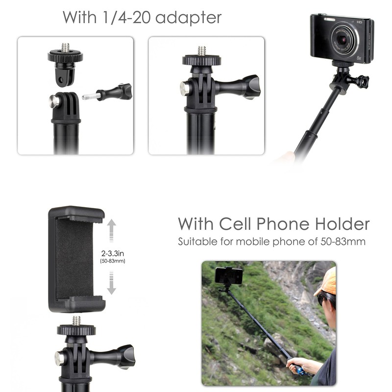 YALLSAME 46" Waterproof Selfie Stick for GoPro Hero 13-1 DJI