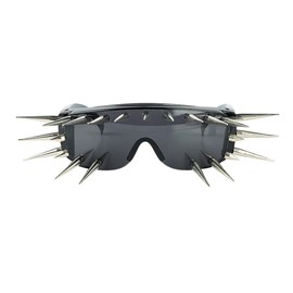 PLOPLO Punk Rocker Large Shield Spike Fashion Novelty Party Dance Sunglasses (Black, 5#-25 rivets)