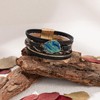 FANCY SHINY Braided Leather Bangle Bracelets Boho Resin Stone Wrap