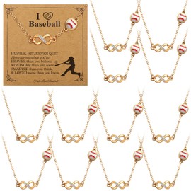 Quelay 12 Set Sport Necklace Baseball Soccer Softball Volleyball Basketball Necklace for Men Women Game Day Sport Team Gifts Jewelry Accessories(Baseball)