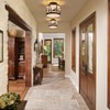 Rustic Semi Flush Mount Ceiling Light with Shade, Black Metal