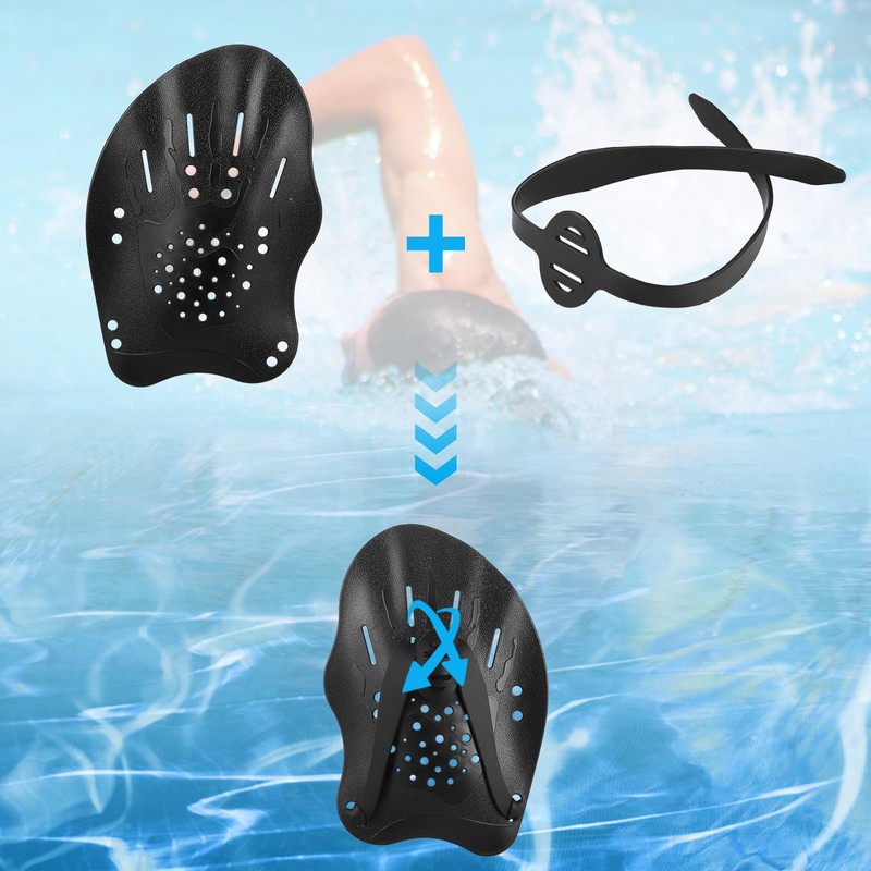 Zocipro 1 Pair Swimming Hand Paddles, Swim Paddles with Adjustable
