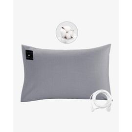 Grounding Pillowcase Queen Size, 5% Conductivity Silver Fibre, Relieve Inflammation Sleep Therapy, Cotton Grounding Pillow for Earth with 15 Grounding Wire,Gray,20x30IN