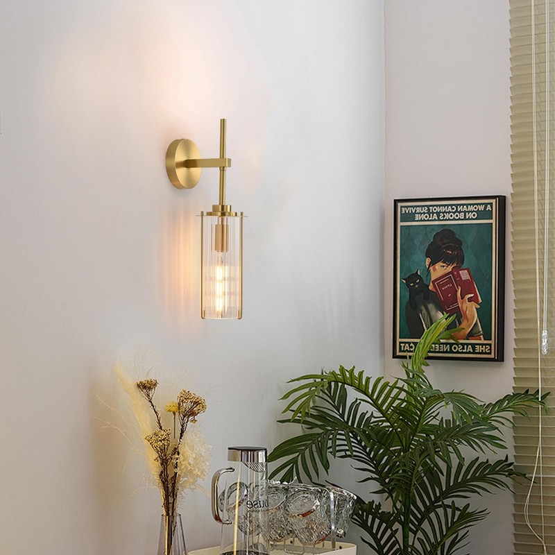HermnJakk Modern Brass Wall Sconce,18" Gold Wall Sconces,Bathroom Vanity Light