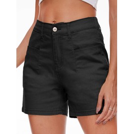 Rasutina Women Black Jean Shorts High Waist Denim Shorts for Women Stretchy Cargo Shorts Women's Summer Shorts
