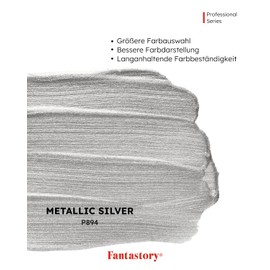 Fantastory Acrylic Paints Silver 150 ml, Excellent Coverage, Precise Painting, High Light Fastness, Waterproof Acrylic Paint, for Canvas, Wood, Ceramics, Models, Fabric, Artists, Professionals