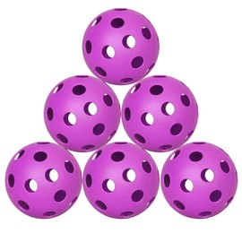 Spunspon 6 Pack Pickleball Balls, 40 Holes Outdoor Pickleballs, High Elasticity & Durable Pickle Balls for All Style Pickleball Paddles (Purple)