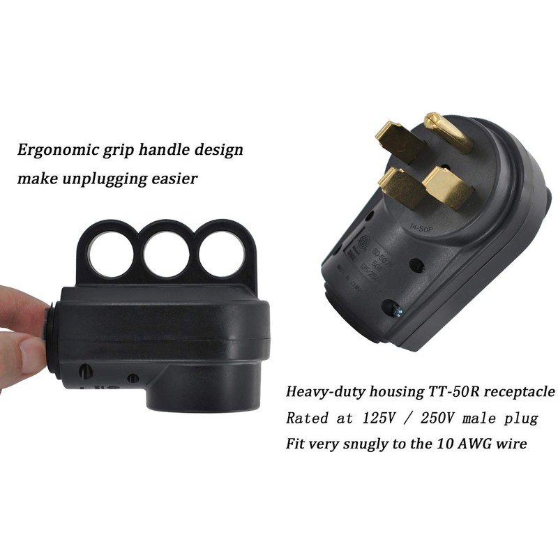 50 Amp Female 6-50P Plug & 6-50R Receptacle Set for