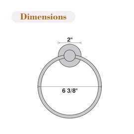 USHOWER 2 Pack Brushed Nickel Towel Ring, Hand Towel Holder for Bathroom, Durable 304 Stainless Steel, Modern Style