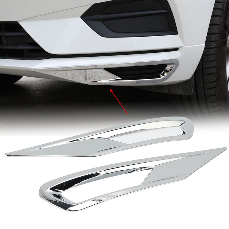 2pcs Front Fog Light Cover Trim Silver Fog Lamp Bezel
