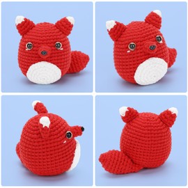CROCHET BOX Crochet Kit for Beginners - Red Fox Crochet Kit, All You Need in, Step-by-Step Video Tutorial, Surprise Gift for Adults, Teens.