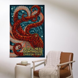 36x54 Inch Giclee Print, Heceta Head Lighthouse, Oregon Coast, Octopus Mosaic