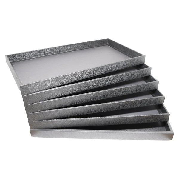 Novel Box 6 Pack Black Plastic Jewelry Display Trays 14.75x8.25x1.15