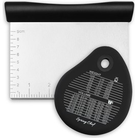 Spring Chef Dough Bench Scraper for Baking with Markings - Stainless Steel Kitchen Dough Cutter Tool with Bowl Pastry Scraper for Pizza, Bread, Pastries - Bench Knife - Dishwasher Safe - Black