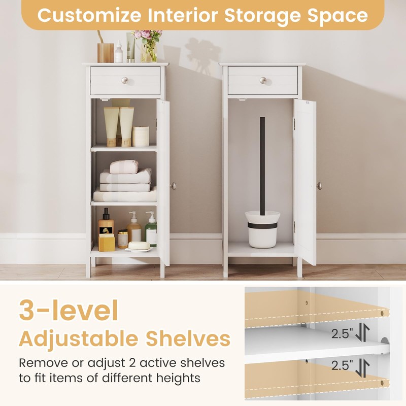 GLACER Floor Storage Cabinet, Multifunctional Bathroom Storage Cabinet with 2