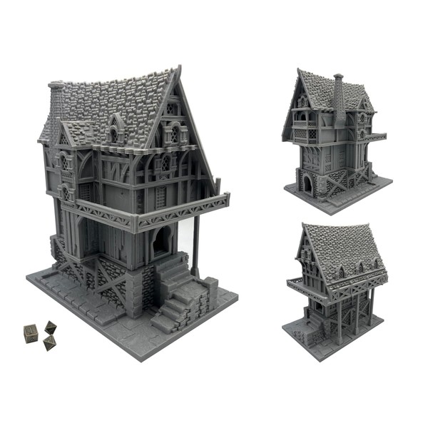 Hautico Middle-Ages Building Terrain for Tabletop RPG Wargame Miniatures, 3D